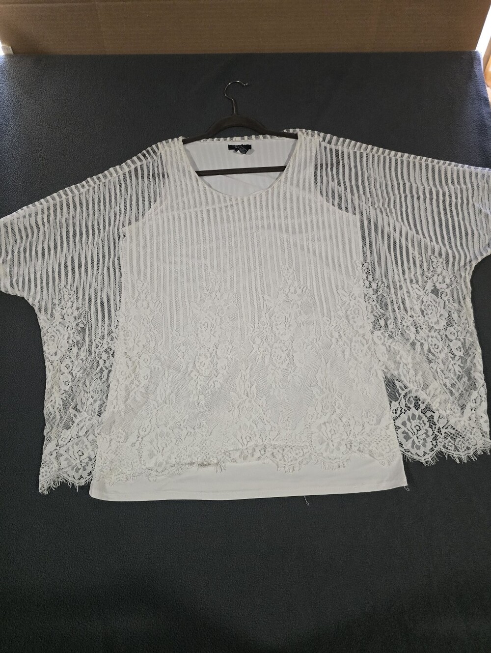 Alfani White Floral Airy Lace Sheer Cardigan Elegant Top Overlay Women Large